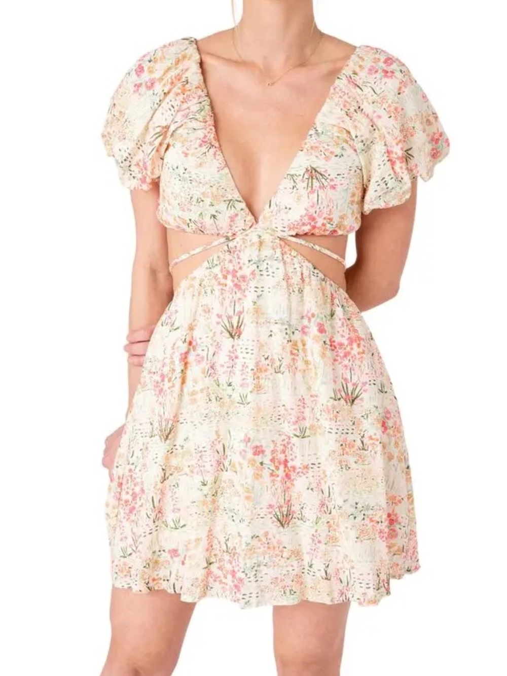Meet Me In Santorini Passport Floral Mini Dress